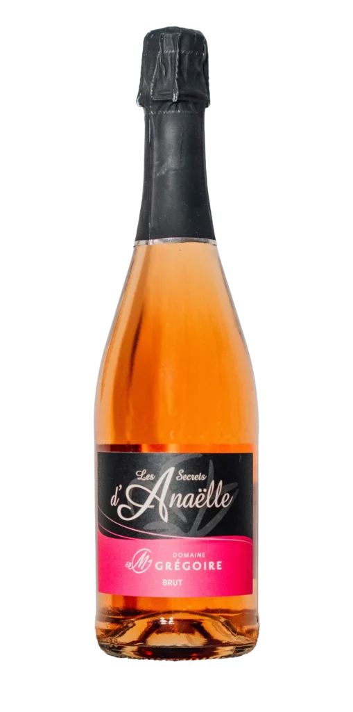 Bouteille de Secret d'Anaëlle rosé, vin pétillant du Domaine Grégoire